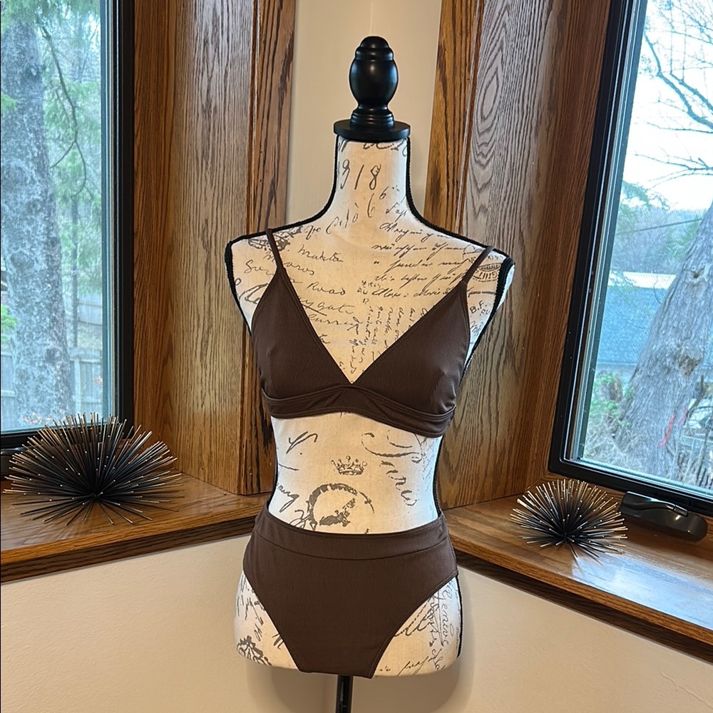 Brown Women's High Waisted Bikini Swim Suit size Medium